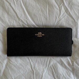 Coach Wallet Card Case - Slim Pebbled Black